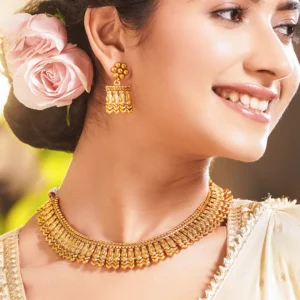 Ditya Imitation 22K Gold-Plated Kundan Stone & Beaded Traditional Jewellery Set for Women