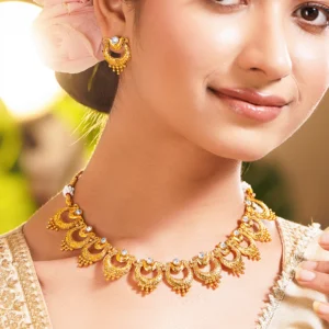 Ditya Imitation 22K Gold-Plated Kundan & Beaded Statement Jewellery Set for Women