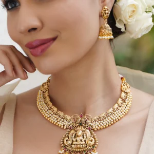 Ditya Imitation 22K Gold-Plated Stone Studded & Beaded Jewellery Set for Women
