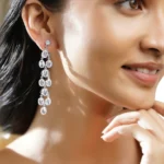 Ditya Imitation Rhodium-Plated CZ Stone Statement Drop Earrings for Women