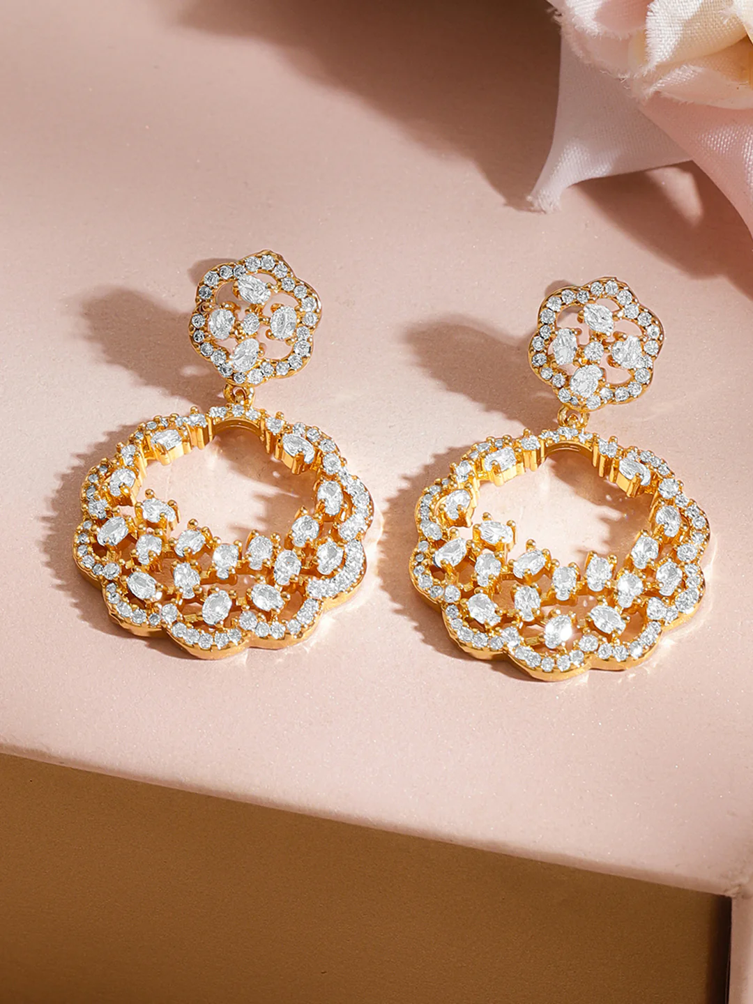 Ditya Imitation 18K Gold-Plated Contemporary Drop Earrings for Women - Image 2