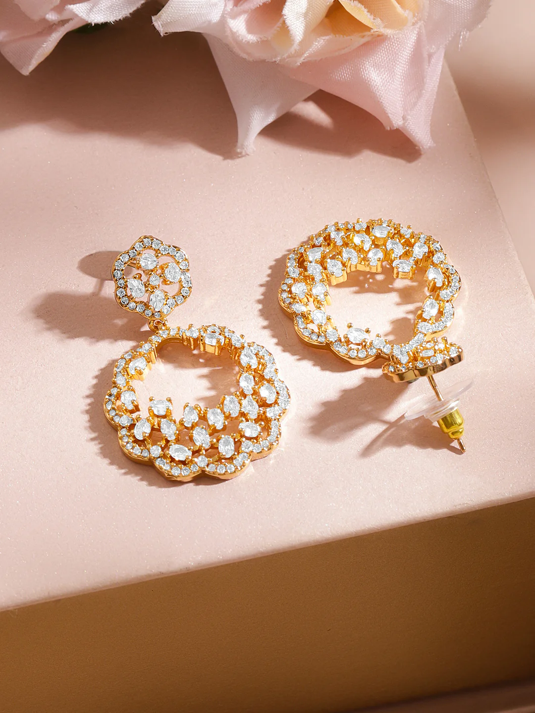 Ditya Imitation 18K Gold-Plated Contemporary Drop Earrings for Women - Image 3