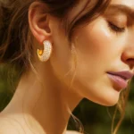 Ditya Imitation 18K Gold-Plated Crystal Stud Earrings for Women