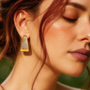 Ditya Imitation 18K Gold-Plated Elegant Stud Earrings for Women